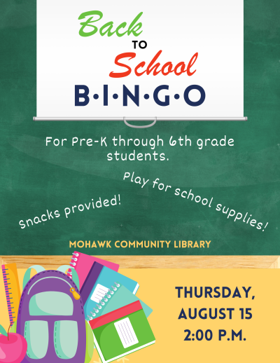 Back to School BINGO Event Poster