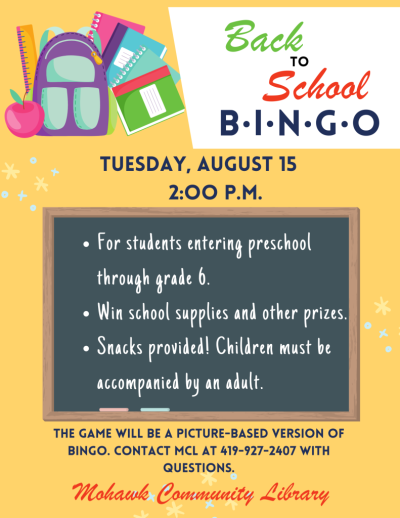 Back to School Bingo Flyer